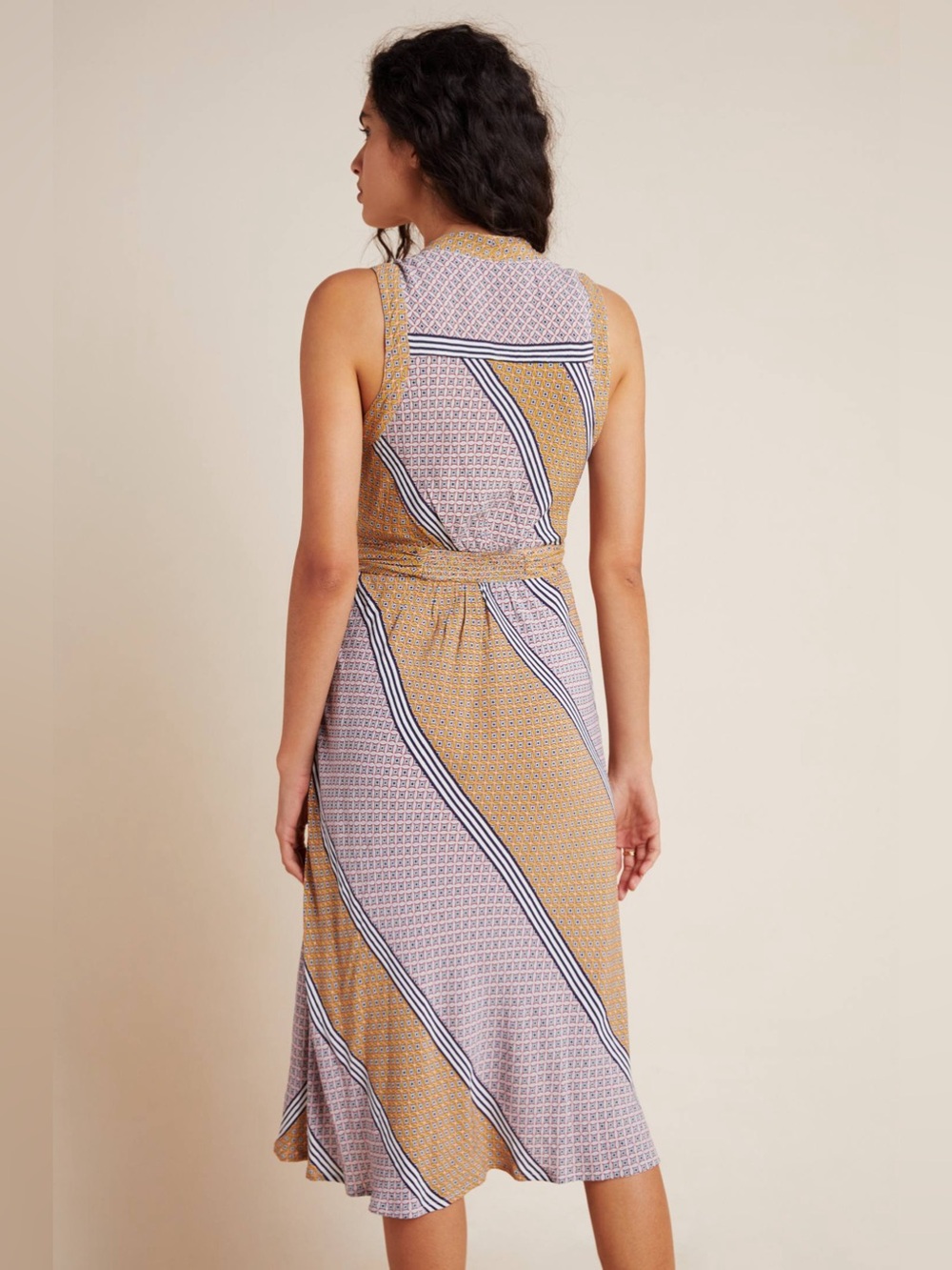 Anthropologie Maeve Carla Wrap Dress Size 14 Petite Midi Viscose Lightweight - Picture 7 of 16